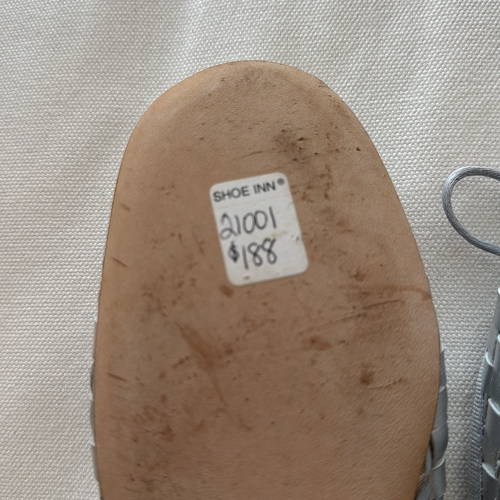 Fabio Rusconi silver woven leather ballet flats tie 37.5 37 1/2 shoes made italy - Picture 9 of 14